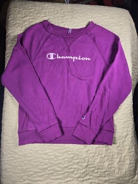 Champion Fuchsia Script Logo Crewneck Sweatshirt